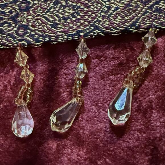 VTG Burgundy Velvet Gold Thread Paisley Brocade Crystal Bead Christmas Stocking - Picture 7 of 9